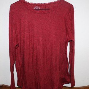 Maurices Red 24/7 Top with lace Scoop neck Size XL